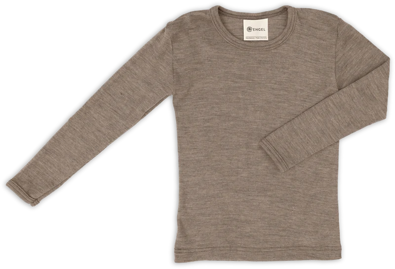 Engel Natur - Wol/Zijde Kinder Shirt Lange Mouw - Walnoot