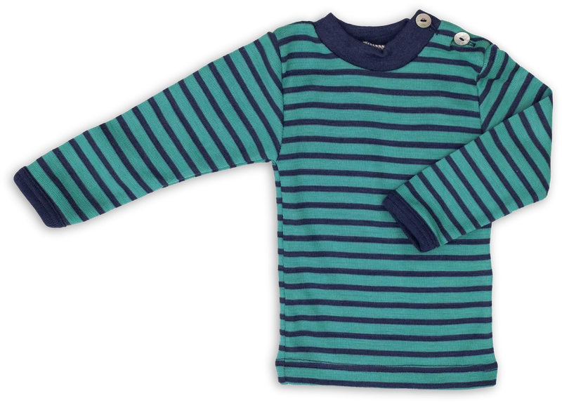 Engel Natur - Wol/Zijde Baby Shirt Lange Mouw - IJsvogelblauw/Marine