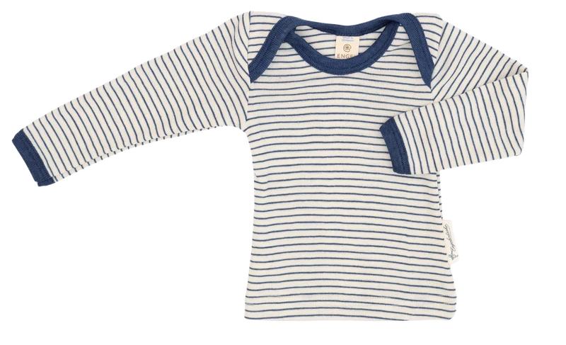 Engel Natur - Wol/Zijde Baby Hemdje Lange Mouw - Naturel/Marine