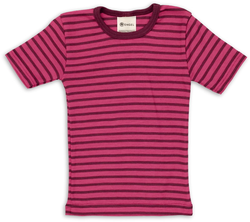 Engel Natur - Wol/Zijde Kinder Shirt Korte Mouw - Framboos/Orchidee