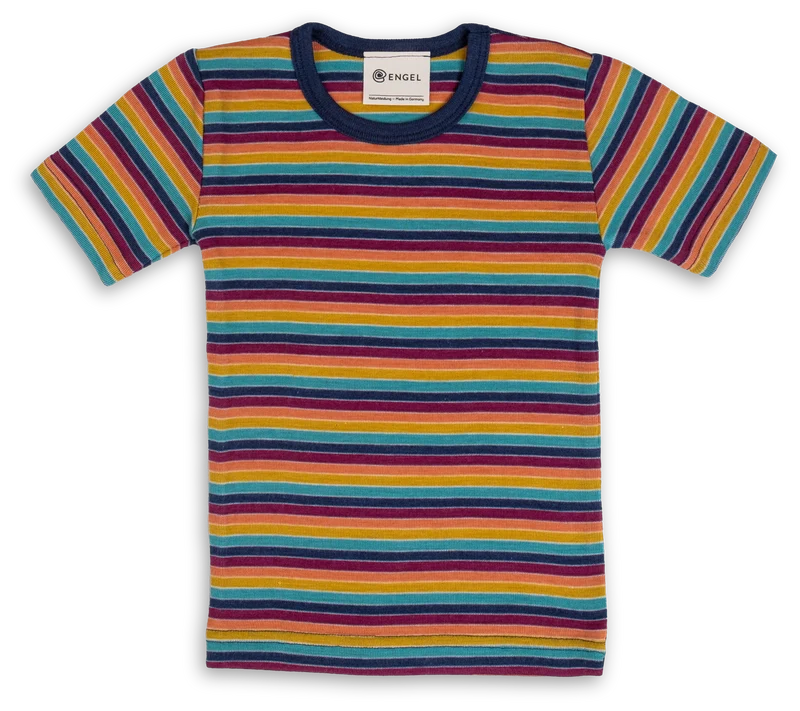 Engel Natur - Wol/Zijde Kinder Shirt Korte Mouw - Multicolour
