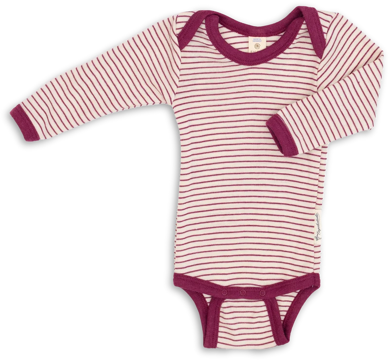 Engel Natur - Wol/Zijde Baby Romper Lange Mouw - Naturel/Orchidee