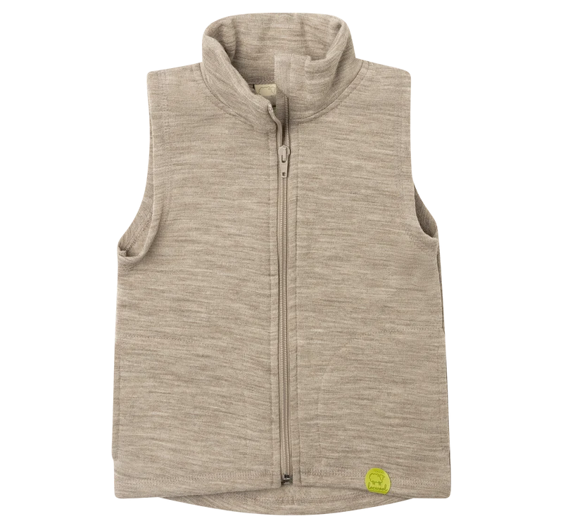 Engel Natur - Wol Kinder Bodywarmer met Rits - Berk Mélange