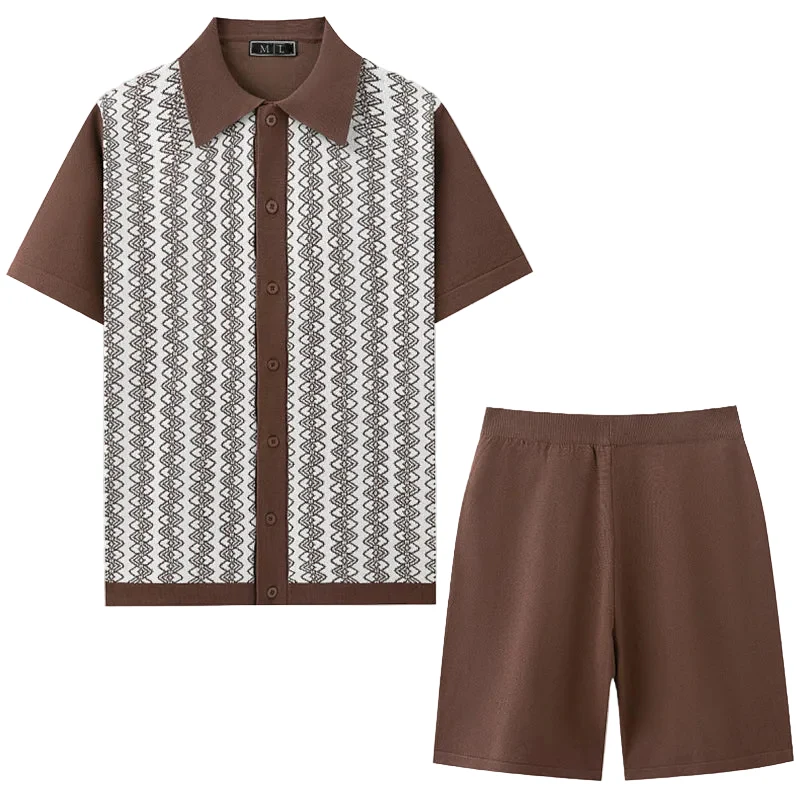 Heren Set Korte Mouwen Geometrisch Patroon Casual