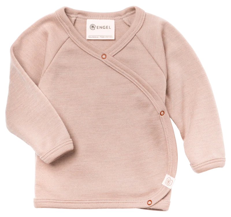 Engel Natur - Wol/Zijde Baby Overslag Shirt - Oudroze