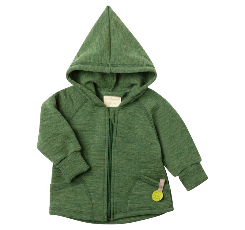 Engel Natur - Wol Baby Capuchonvest met Rits - Tijm Mélange