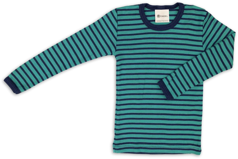 Engel Natur - Wol/Zijde Kinder Shirt Lange Mouw - IJsvogelblauw/Marine