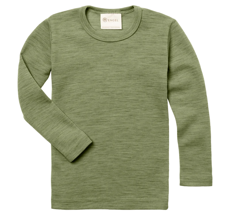 Engel Natur - Kinder Shirt, Lange Mouw - Saliegroen Mélange