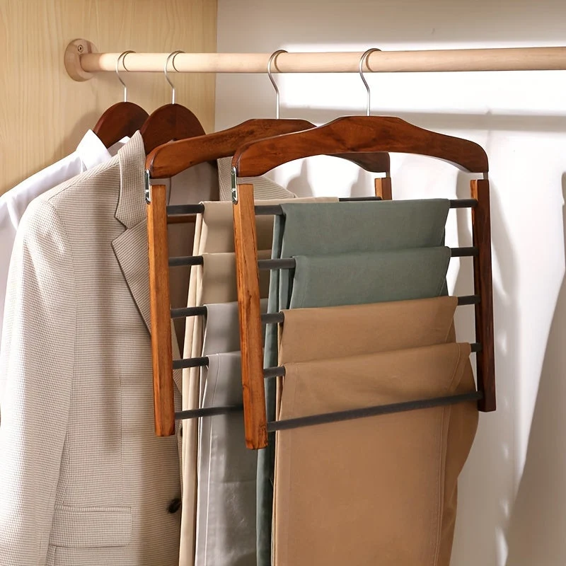 Houten Broekhangers Met Meerdere Stangen Voor Stijlvolle Organisatie