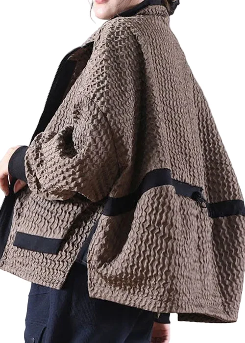 Dames Vintage Zip Up Corduroy Jas met Laag Hoog Ontwerp
