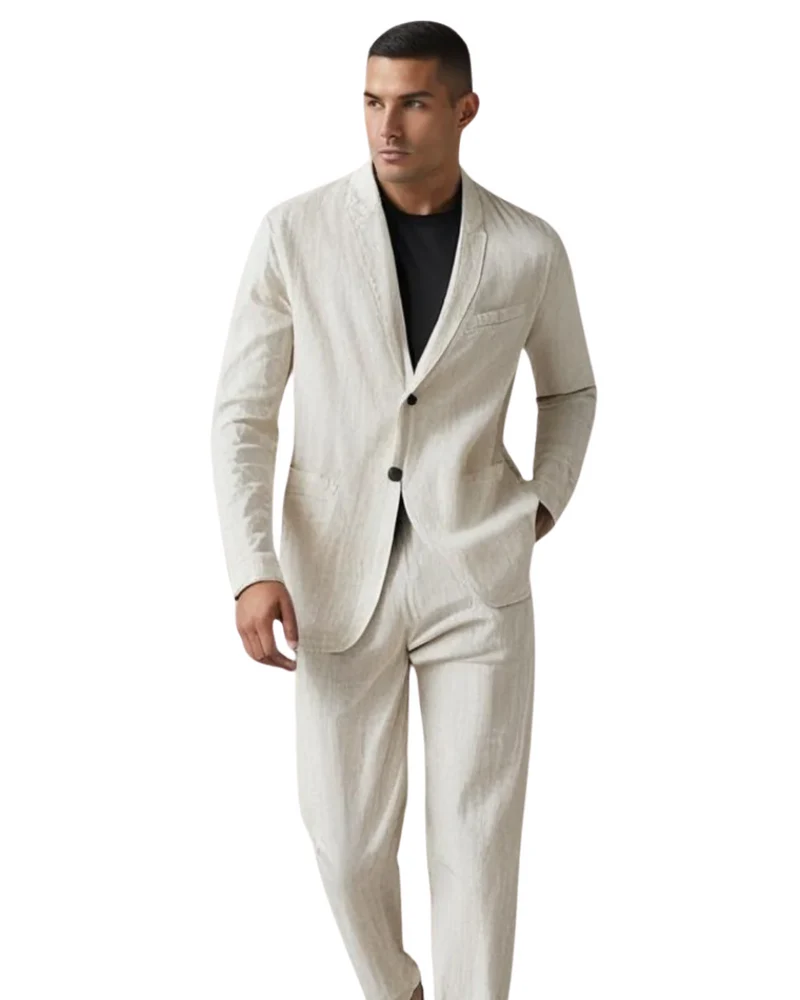 Heren Casual Linnen Set Met Ademende Pasvorm
