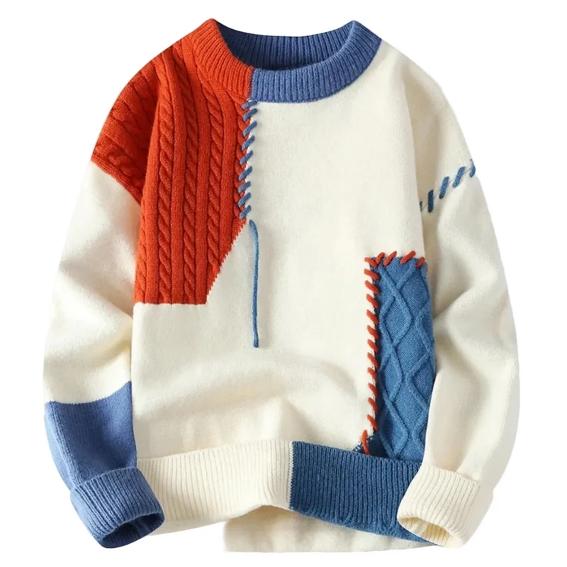 Heren Trui Patchwork Stijl