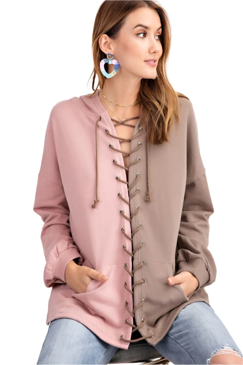 Dames Hoodie Kleurblok Gebreid