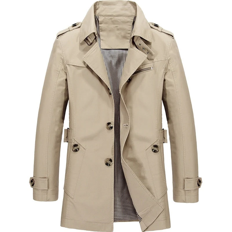 Heren Trenchcoat Dubbelgeknoopte Structuur Soft Blended