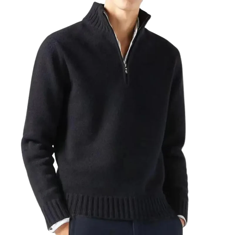 Heren Half-Zip Trui Stijlvol Ontwerp Met Ribgebreide Manchetten