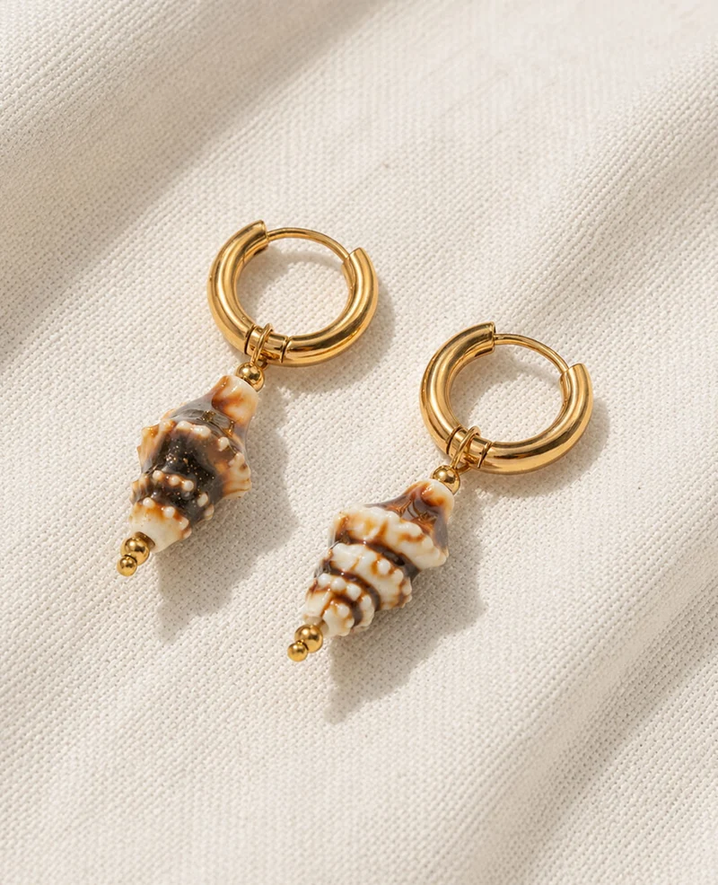 Earrings | Goud / Bruin