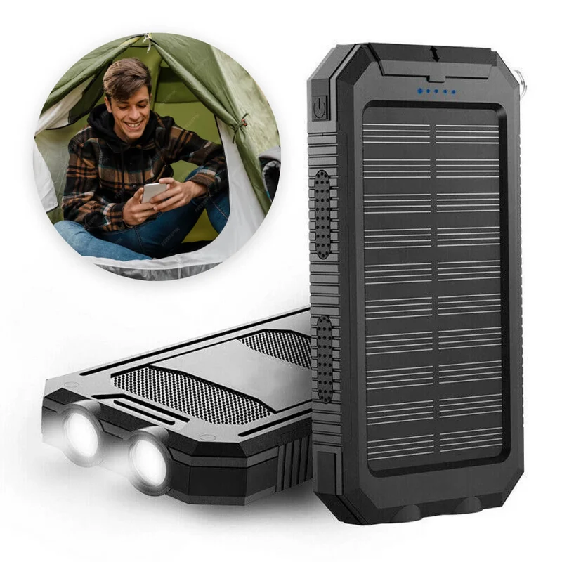 Solar Powerbank – Waterbestendige Oplader met Dual USB en LED-Zaklamp