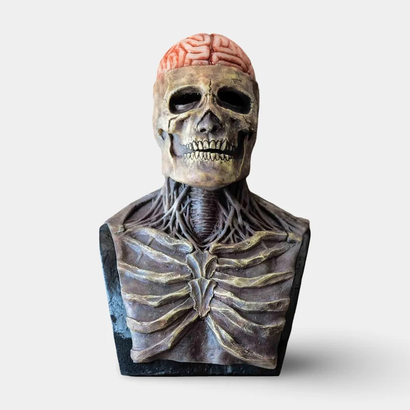 Halloween Latex Skull Mask with Skeleton and Exposed Brain for Costumes