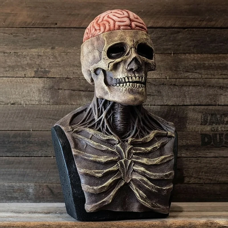 Halloween Skull and Exposed-Brain Masks, Realistic Latex, for Parties