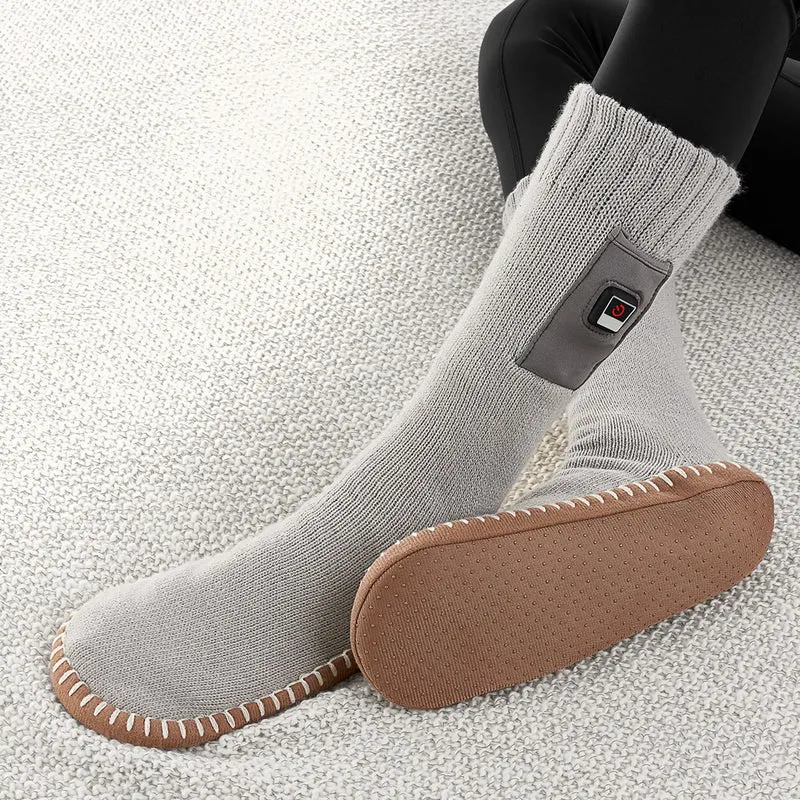 Heated Socks with a Rechargeable Battery, Non-Slip Sole, and Temperature Control