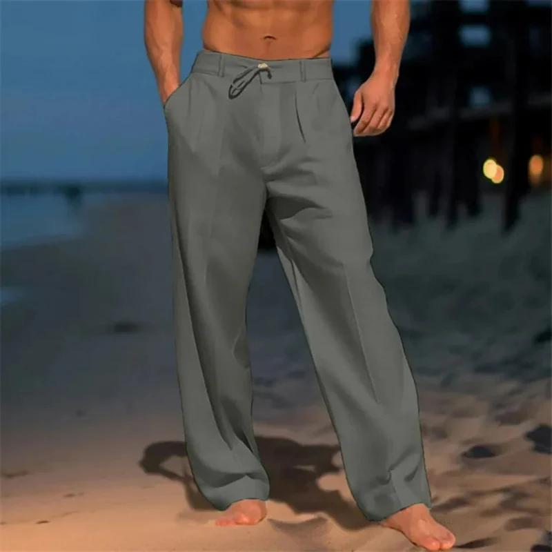 Linnen zomerbroek heren – rechte pijp met elastische taille