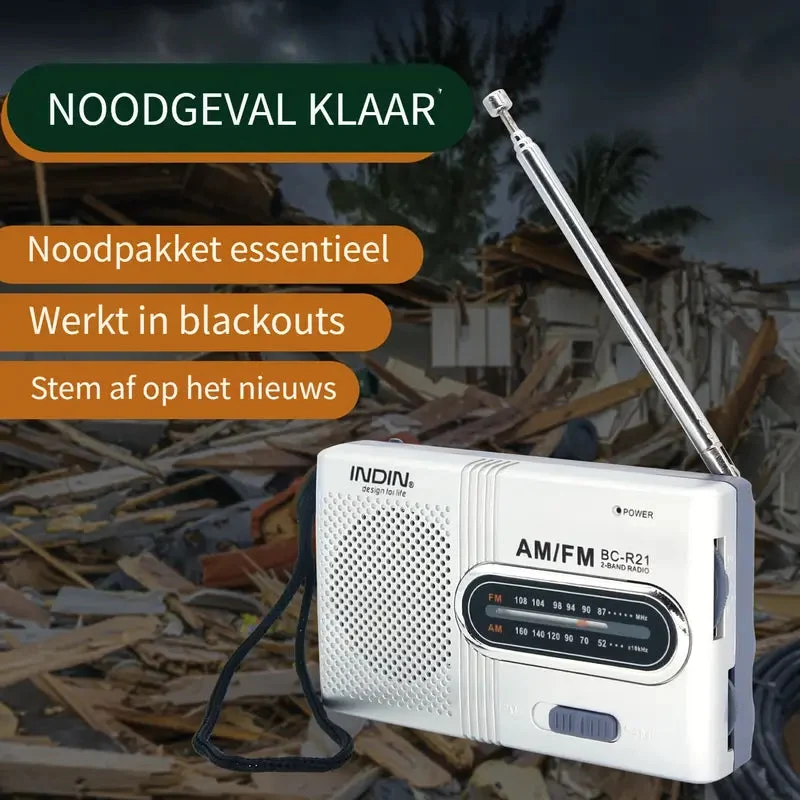 SoundWay Draagbare AM/FM Radio – Stereo Speaker & Koptelefoonaansluiting
