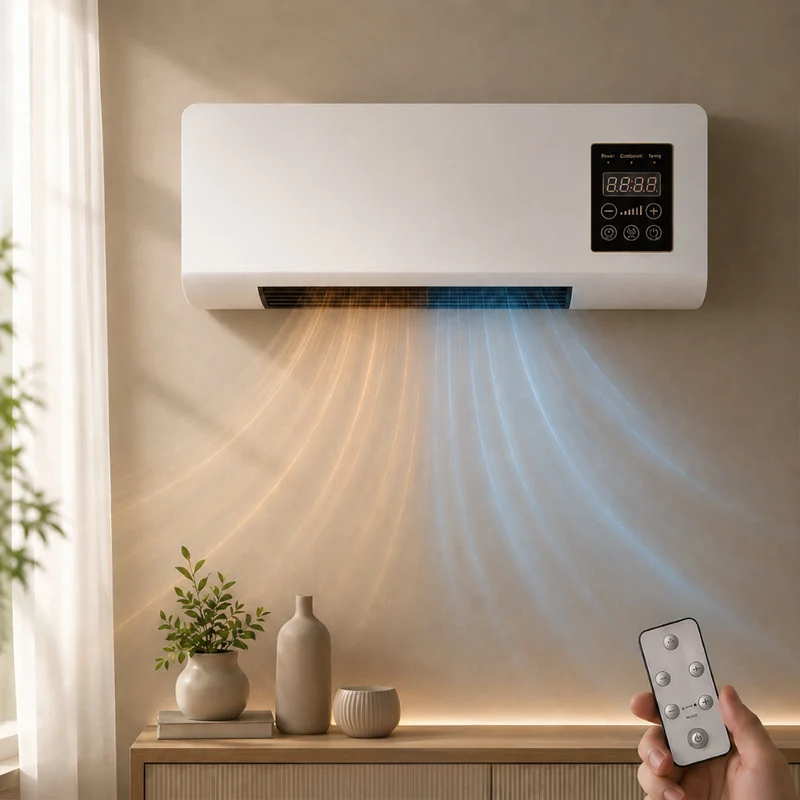 Wandverwarming met ventilator en afstandsbediening