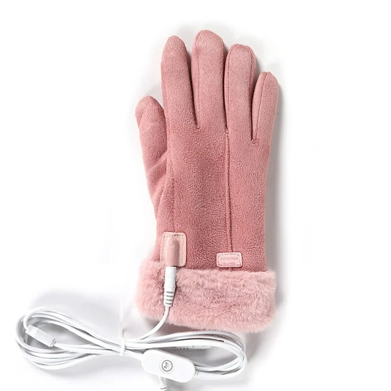 Women's Heated Winter Gloves with USB Power and Faux Fur