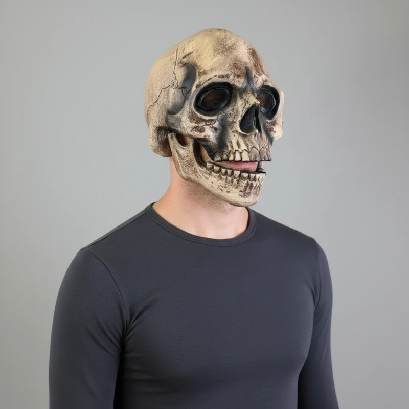 Halloween Skull Mask with a Movable Jaw for Costumes and Parties