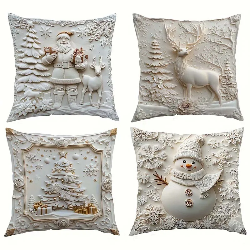 Kerst kussensloop set met feestelijke print | LEA0317873C01A1