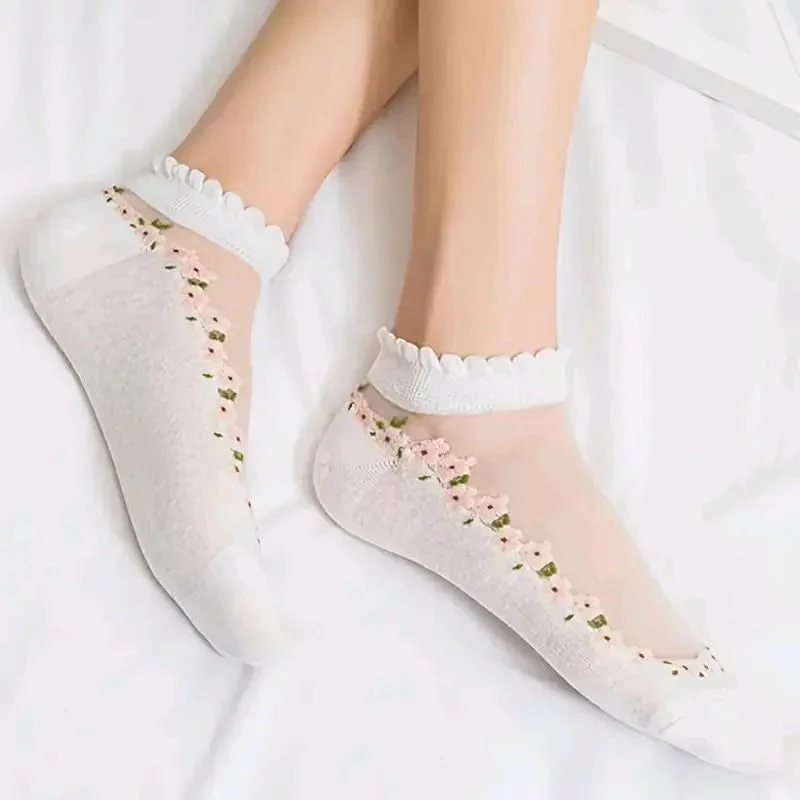 Calzini Donna Pizzo Floreale Eleganti Ufficio Cerimonia