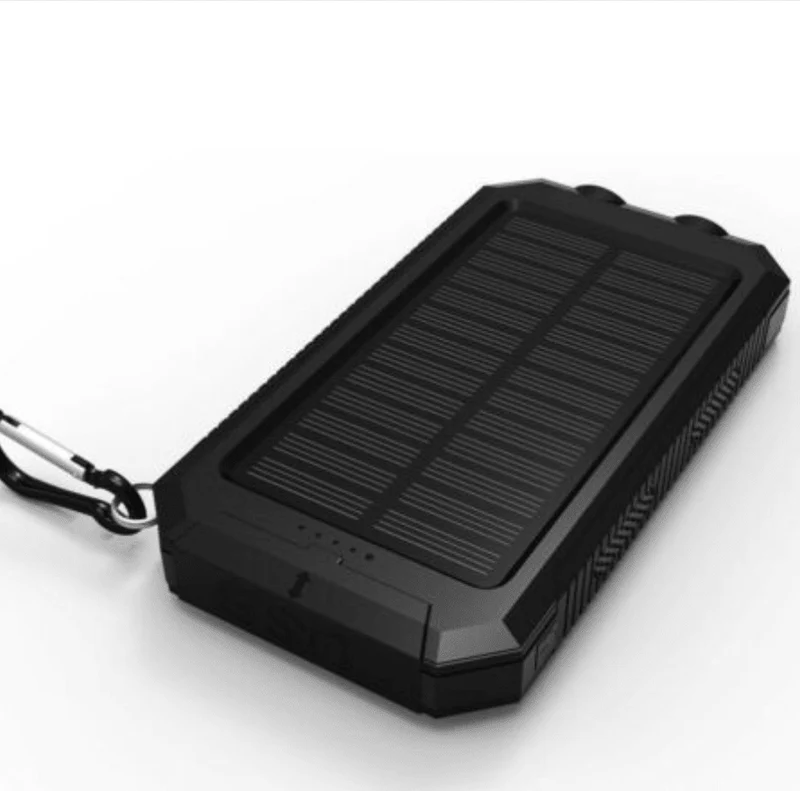 Powerbank op zonne-energie – Twee usb-poorten, IPX5 en ledzaklamp