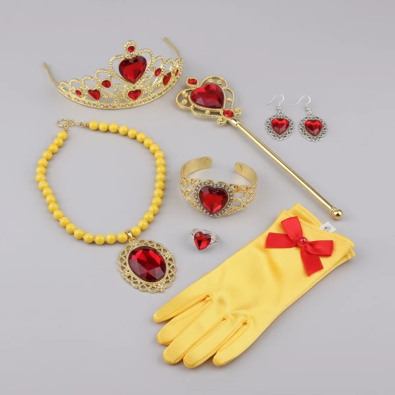 Halloween Princess Costume for Children with Baby Doll Accessories, Tiara, Wand, Gloves, and