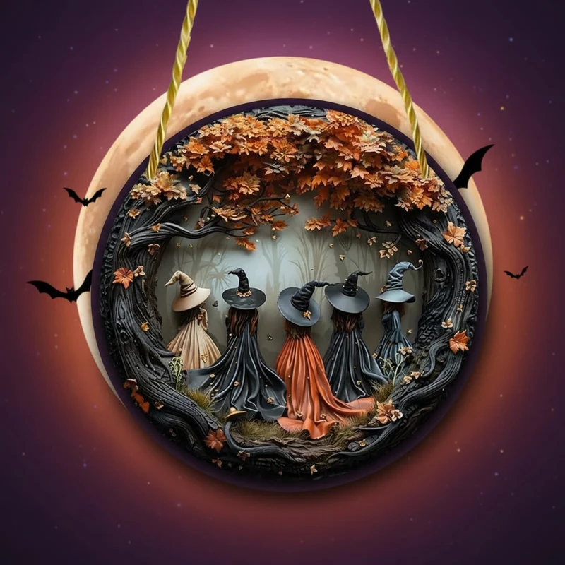 Halloween Witch Wall Decoration, Hanging Relief for Home Decor