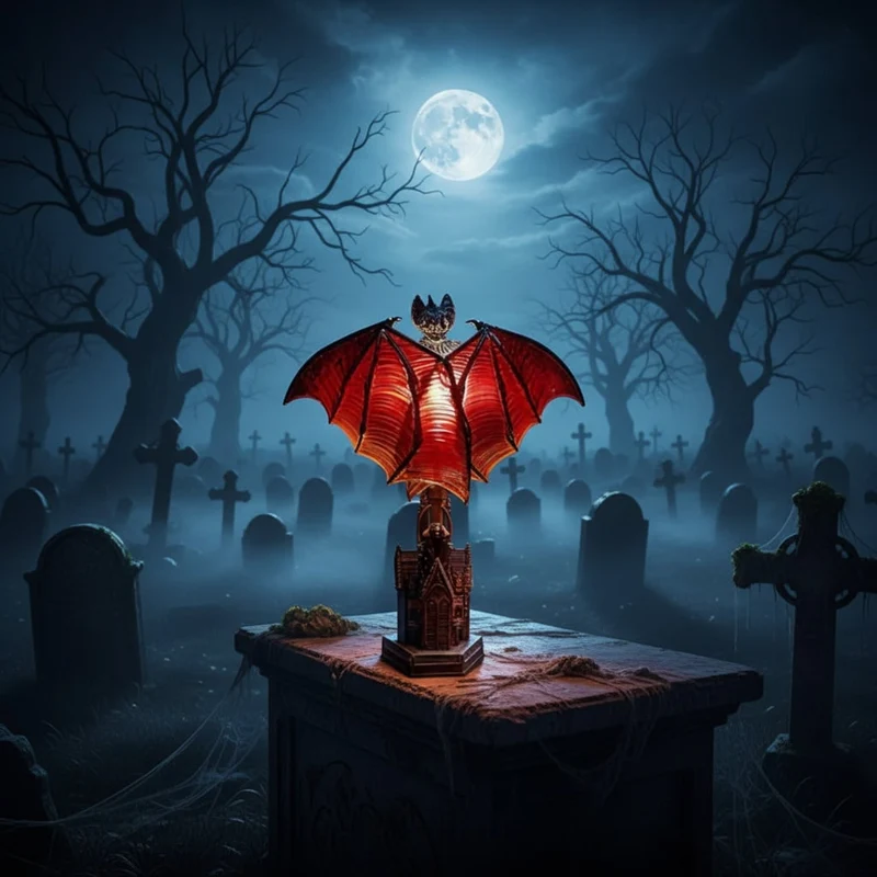 Halloween Gothic Bat Decorative Lamp with USB LED Lighting