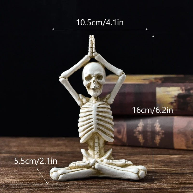 Halloween Decorative Skeleton Figurine in a Yoga Pose, Scary Desk Sculpture