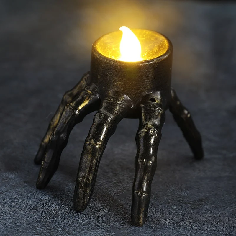 Halloween LED candle Skull and Skeleton Hand decorative with flame for a party