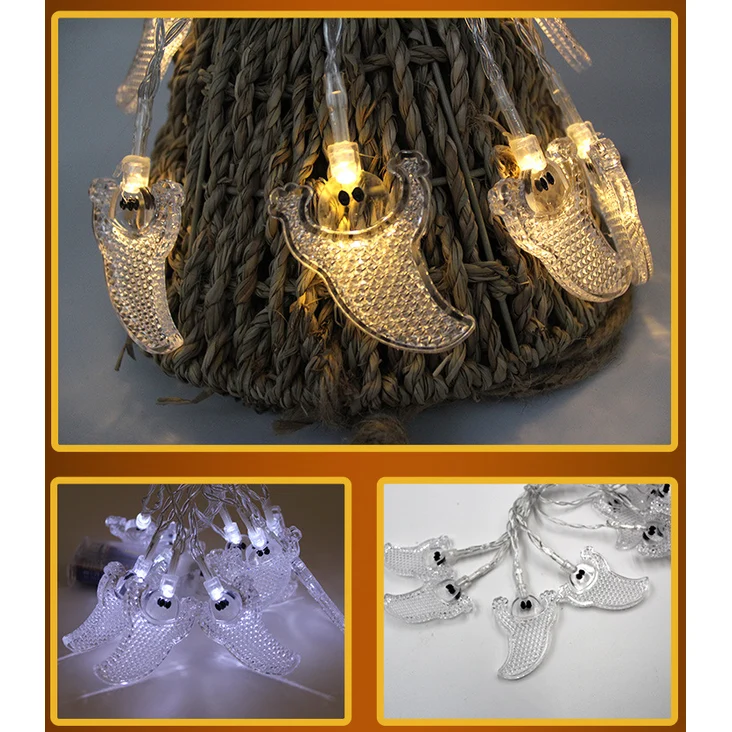 Halloween LED String Lights with Pumpkins, Bats, and Ghosts, Battery-Powered