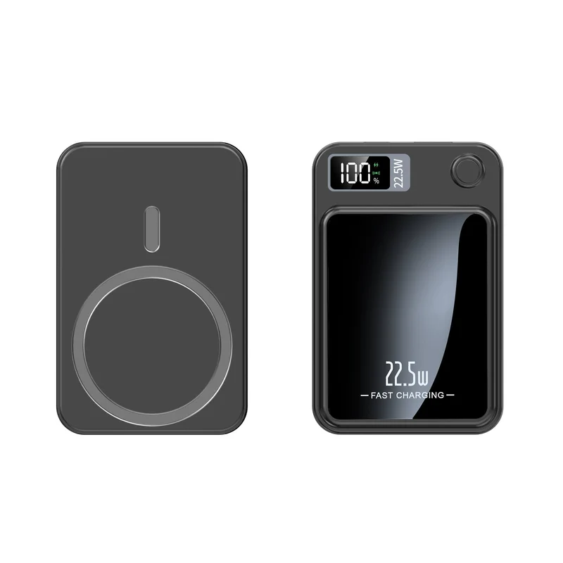 Magnetische draadloze snellader powerbank met led-display