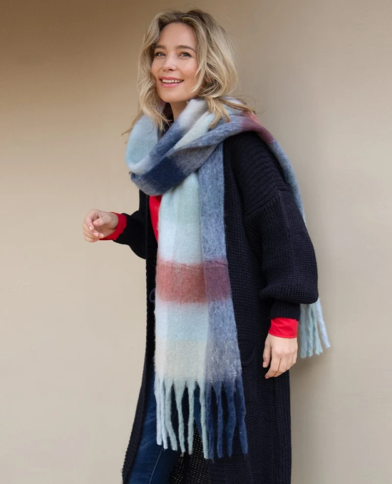 Sjaal Elle | Multicolor/Vintage Blue