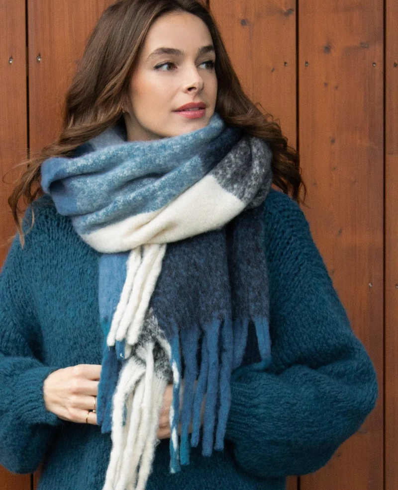 Sjaal Elle | Multicolor/Blue Denim