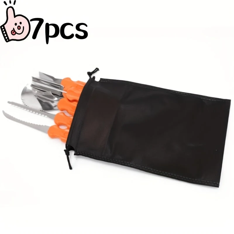 Halloween Pumpkin Carving Tool Set, 7-Piece Stainless Steel Knife Set