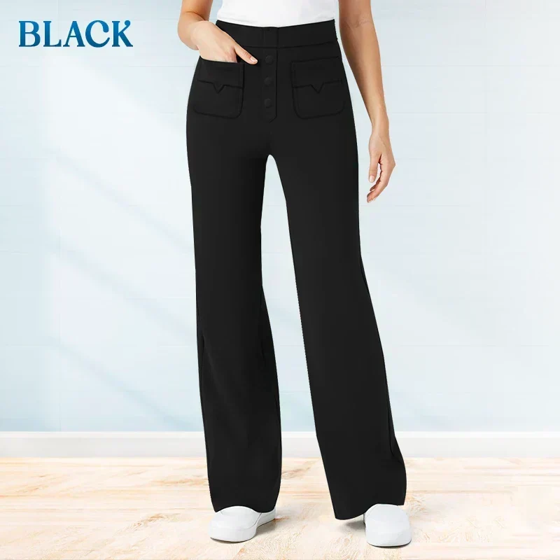Comfortabele elastische casual damesbroek met hoge taille
