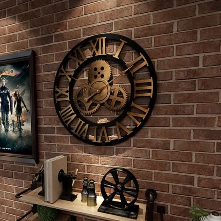 Wandklok industrieel – Tandwielontwerp in MDF met nauwkeurig kwartsuurwerk