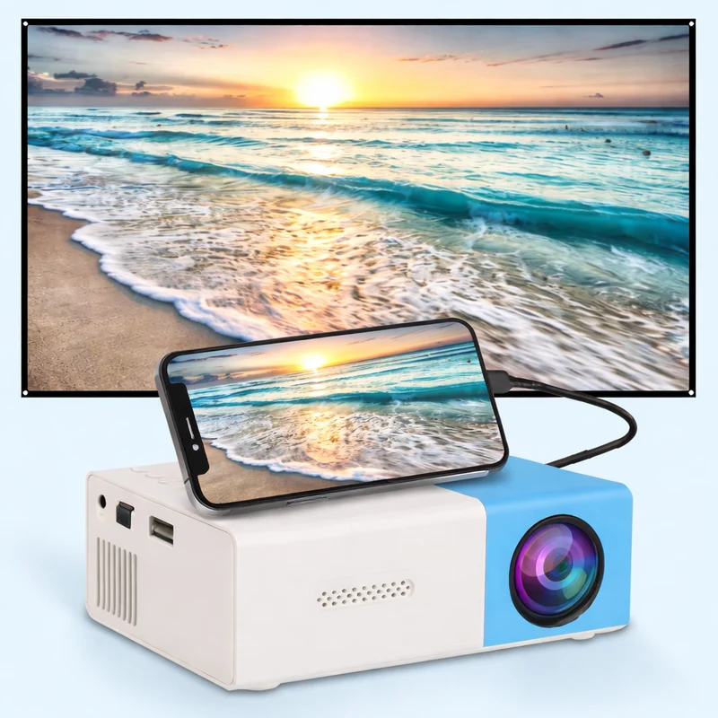 Mini Beamer – Compact Design, HD-weergave & HDMI/USB Aansluiting voor Thuis