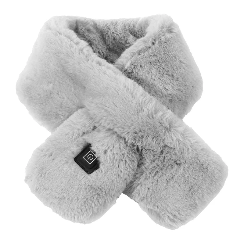 Electric Heated Scarf with Soft Faux Fur and Adjustable Temperature for Women