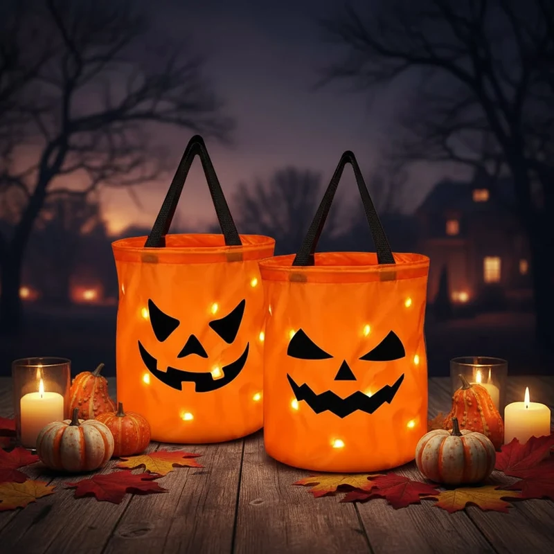 Halloween Laptop and Shoulder Bag for Women and Men with LED Lights, Glowing Pumpkin, Men's