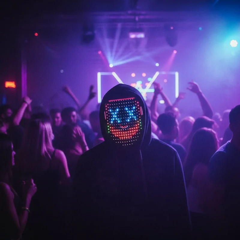 Halloween Gesture-Controlled LED Face Mask with Multicolored Light Effects