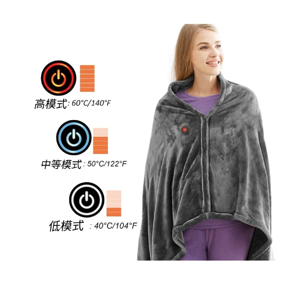 USB Heated Electric Blanket with Snaps and Temperature Control