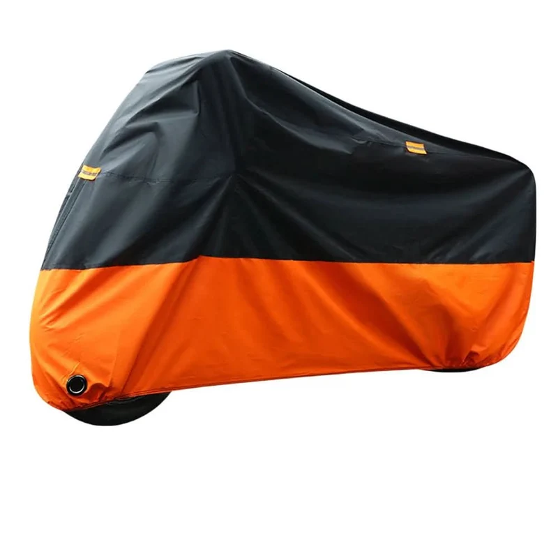 Motorhoes waterdicht – Zilvergecoat weefsel met slotgat en reflectiestrepen